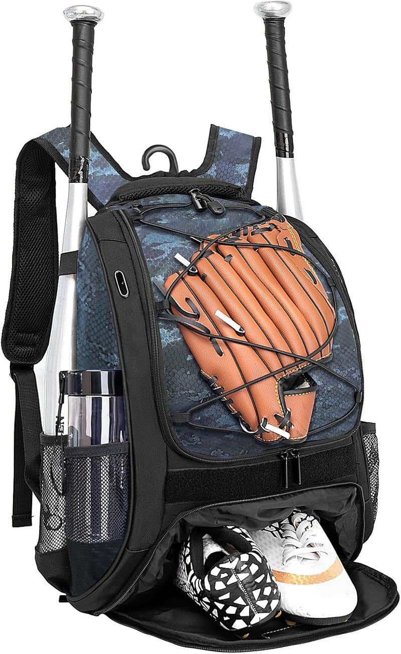 DAFISKY Baseball Bag Softball Backpack - Youth Adult T Ball Bat Equipment Bag with Bat Helmet Holders, Shoe Compartment - Image 1
